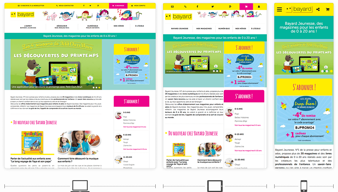 Site internet responsive Bayard Jeunesse