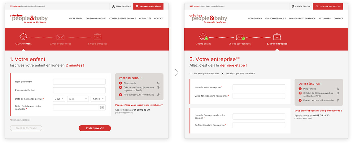 Formulaire tunnel de réservation sur mesure personnalisé