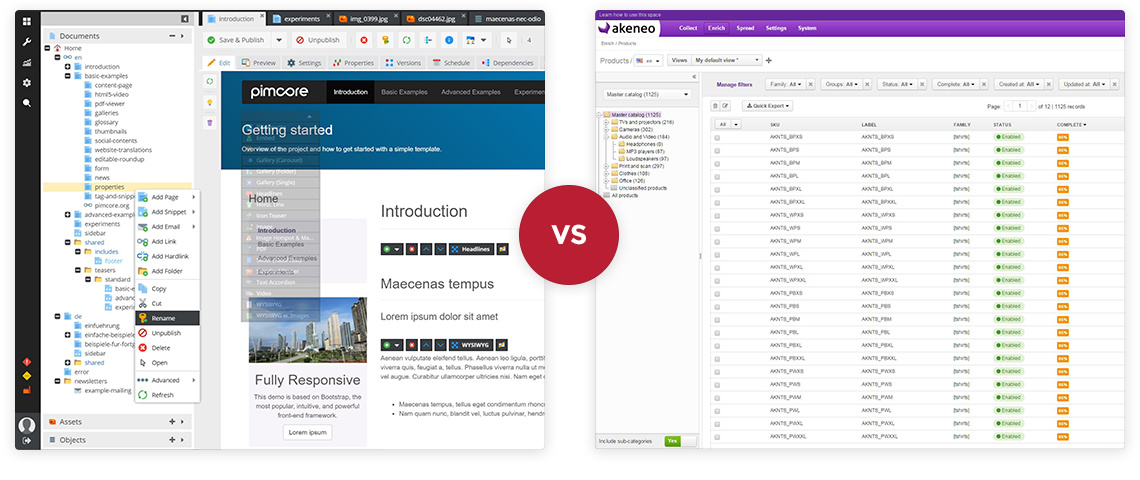 Comparatif pim ecommerce akeneo pimcore