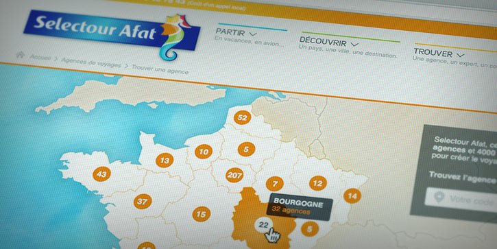 Selectour Afat: Carte de France interactive des agences